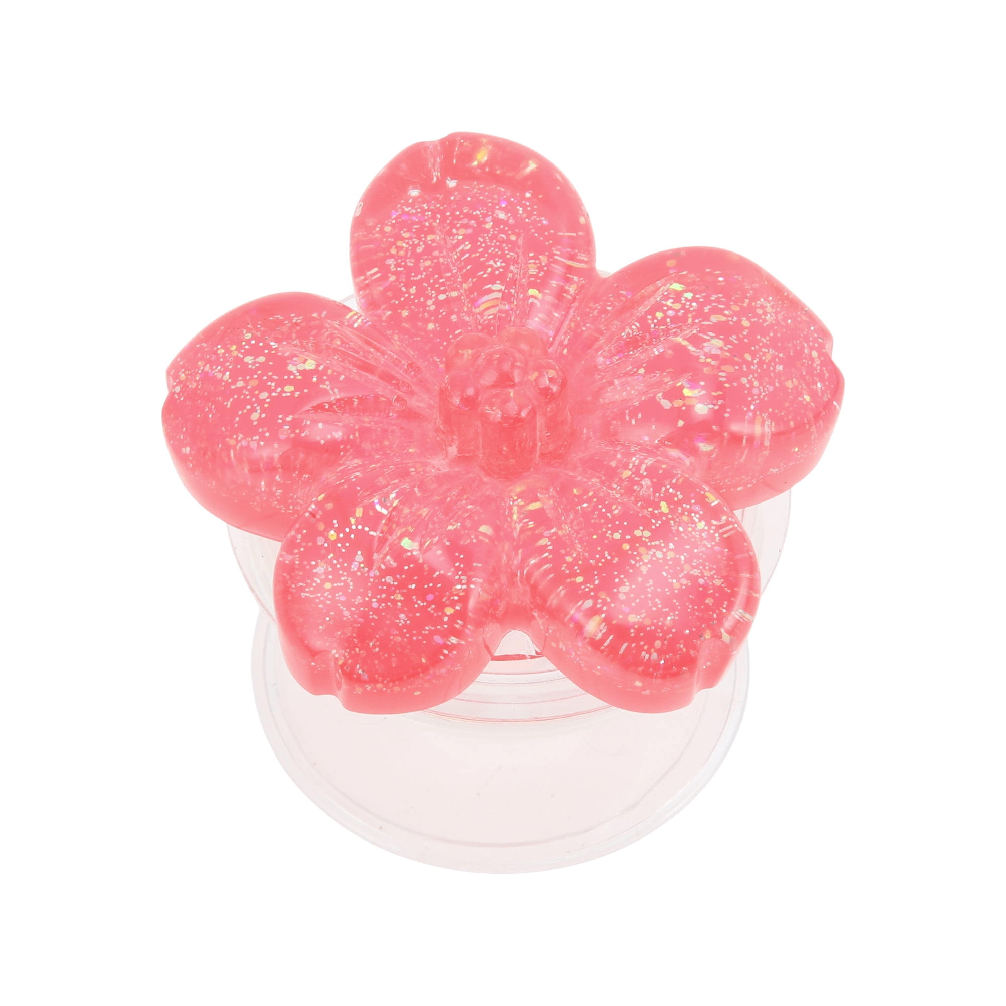 Unique Bargains Flower Morandi Glitter Phone Grip 1 Pc Rose Red