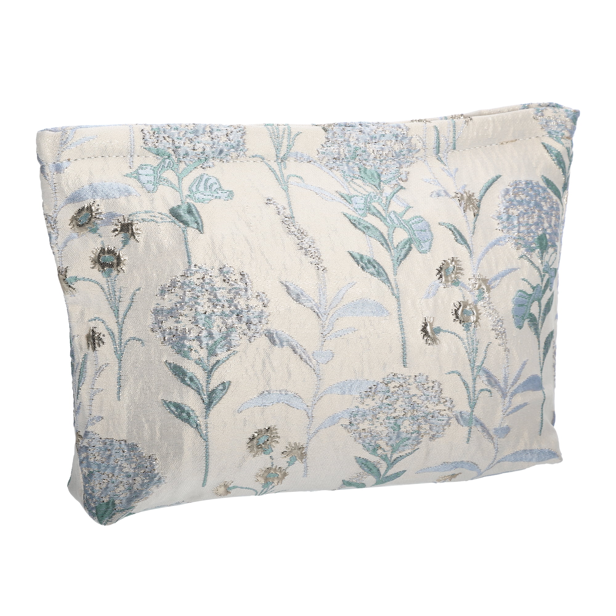 Light Blue Striped Ruffle Trim Makeup Bag main image 1