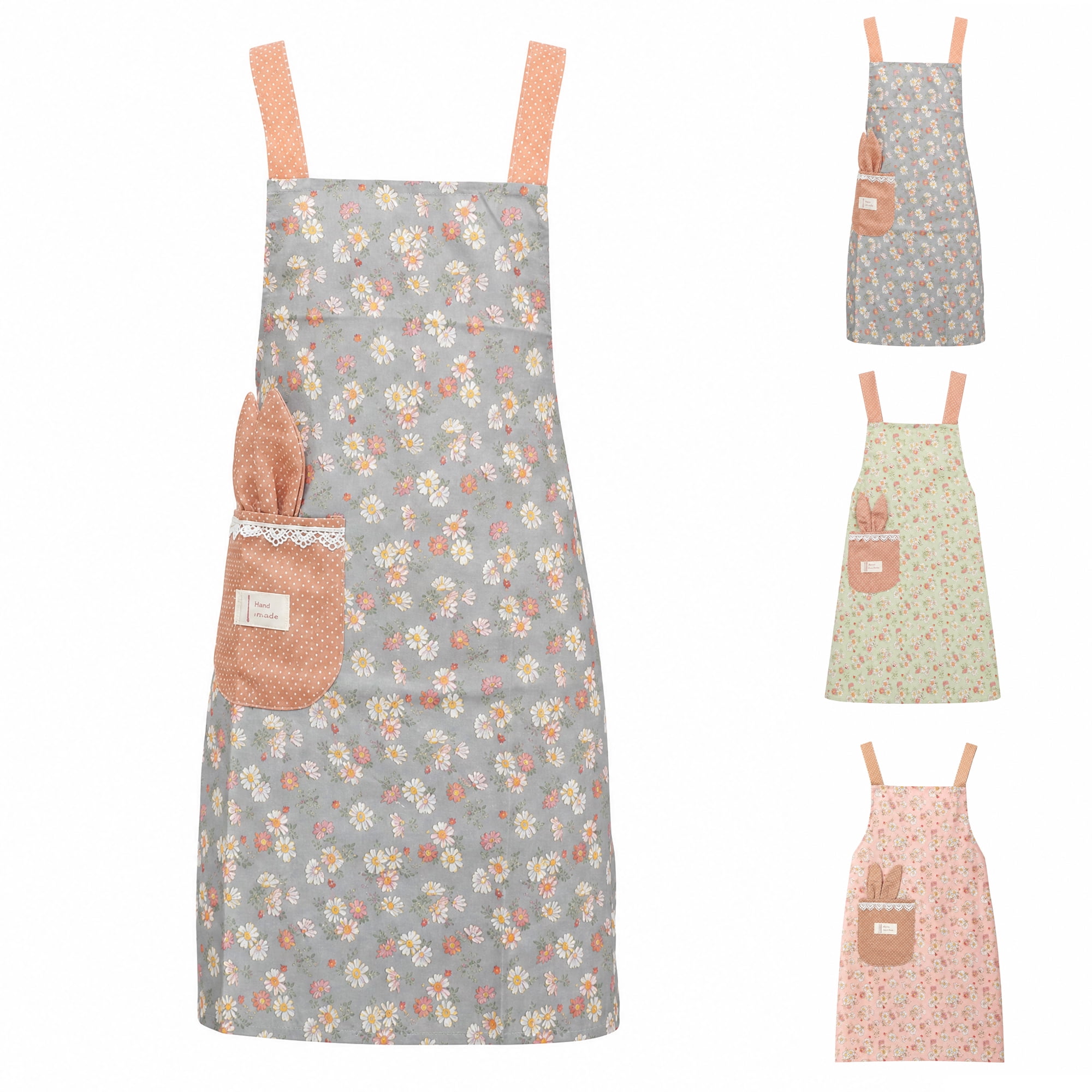 Unique Bargains Flower Pattern Kitchen Cooking Aprons for Home Blue