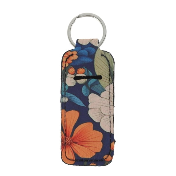 Unique Bargains 1 Pc Stylish Flower Pattern Lipstick and Perfume Cover Handbag Charm Decorative Keychain Blue
