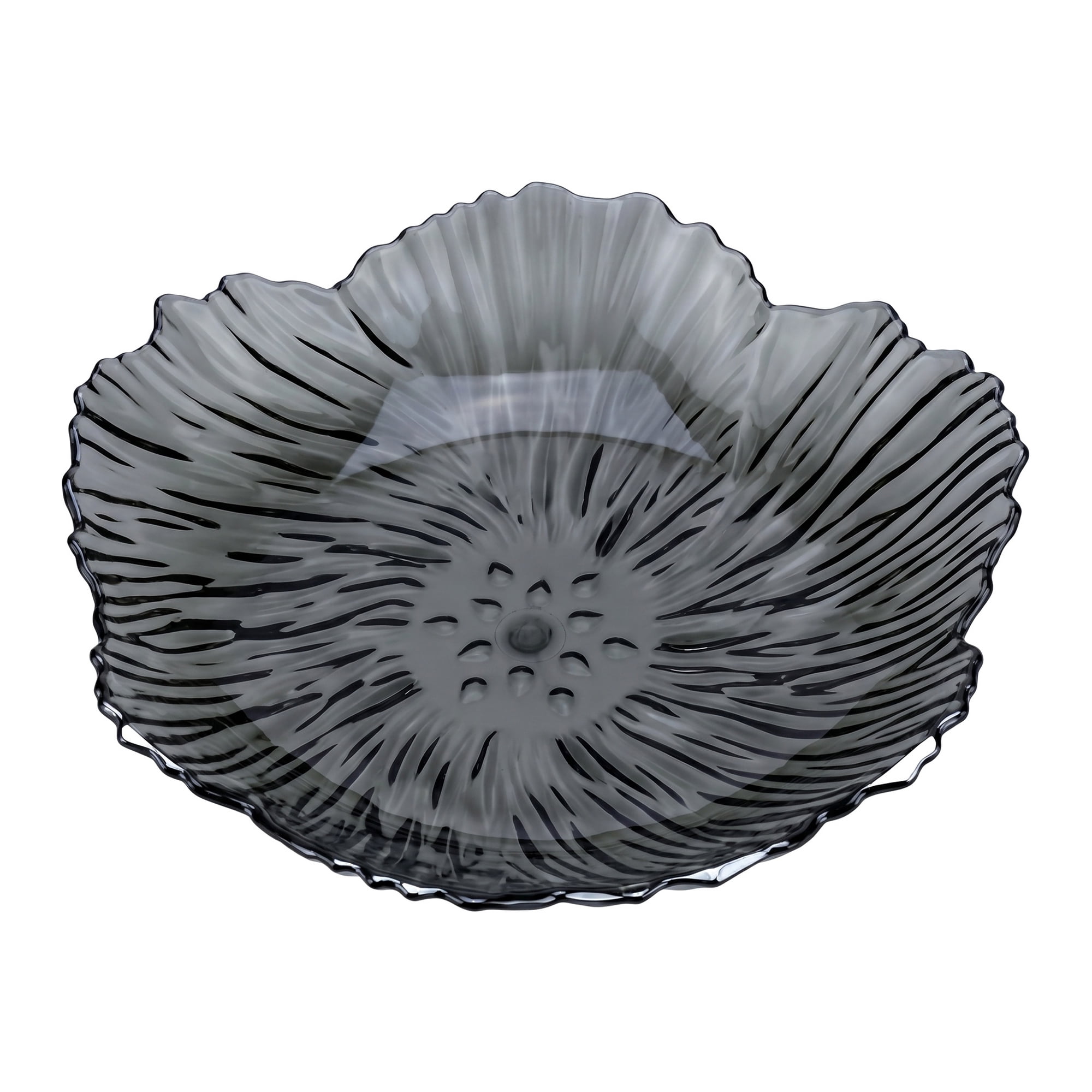 Unique Bargains Flower Petal Shaped Trinket Scalloped Tray Black 6.3"L x 6.3"W x 1.6"H