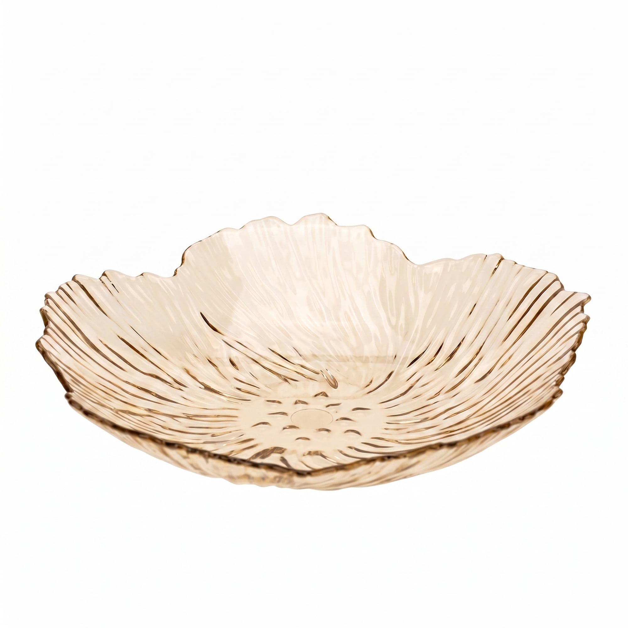 Unique Bargains Flower Petal Shaped Trinket Scalloped Tray Gold 6.3"L x 6.3"W x 1.6"H