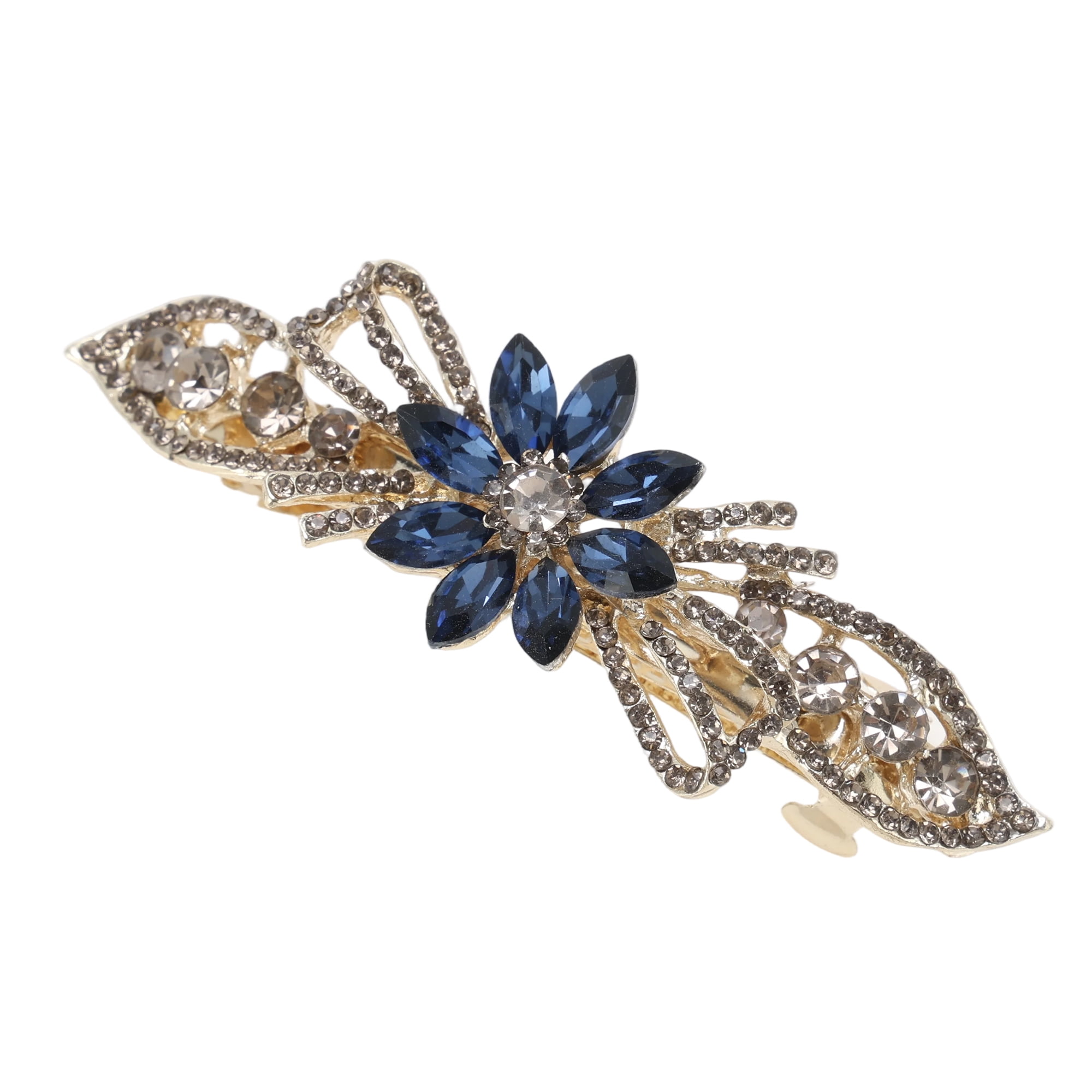 Unique Bargains Flower Rhinestone Barrettes Stylish Hair Blue
