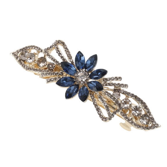 Unique Bargains Flower Rhinestone Barrettes Stylish Hair Blue