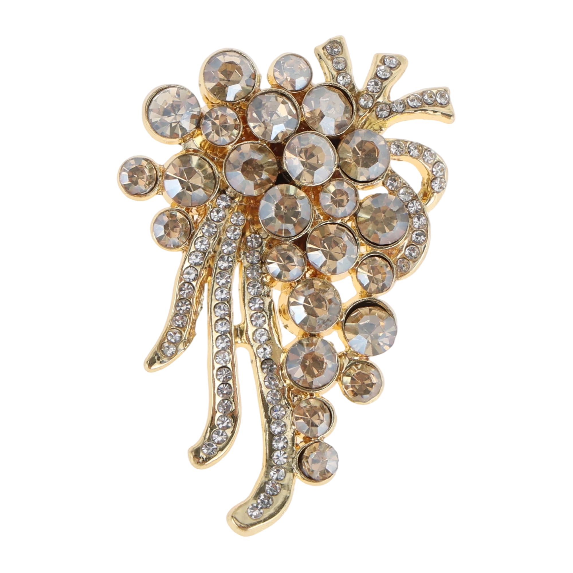 Unique Bargains Flower Rhinestone Brooch for Coats, Jackets, Dresses, and More Gold