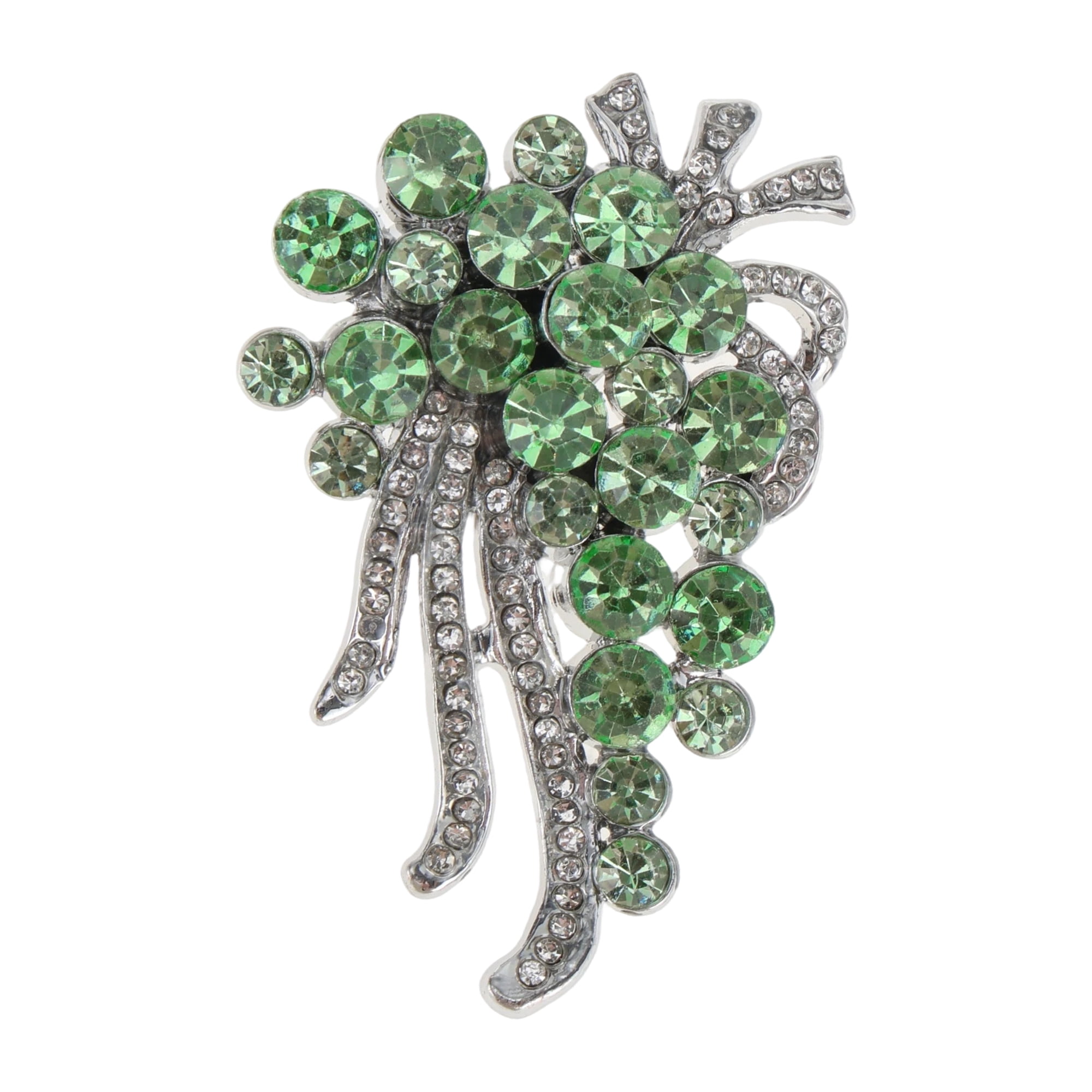 Unique Bargains Flower Rhinestone Brooch for Coats, Jackets, Dresses, and More Green
