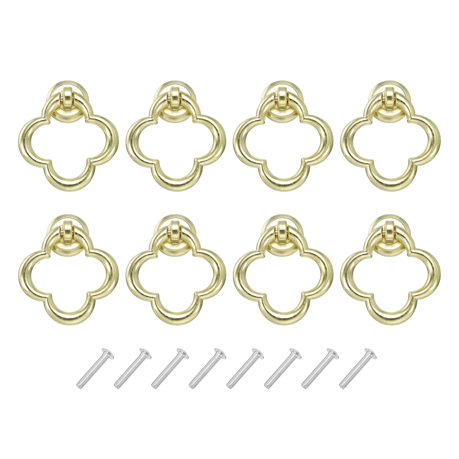 Unique Bargains Flower Ring Dresser Handles with Screws Zinc Alloy Blue-gold 8 Sets
