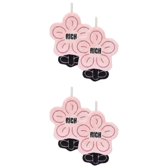 Unique Bargains Flower Shaped Hanging Hand Towels Absorbent Towels Pink 11" x 9"