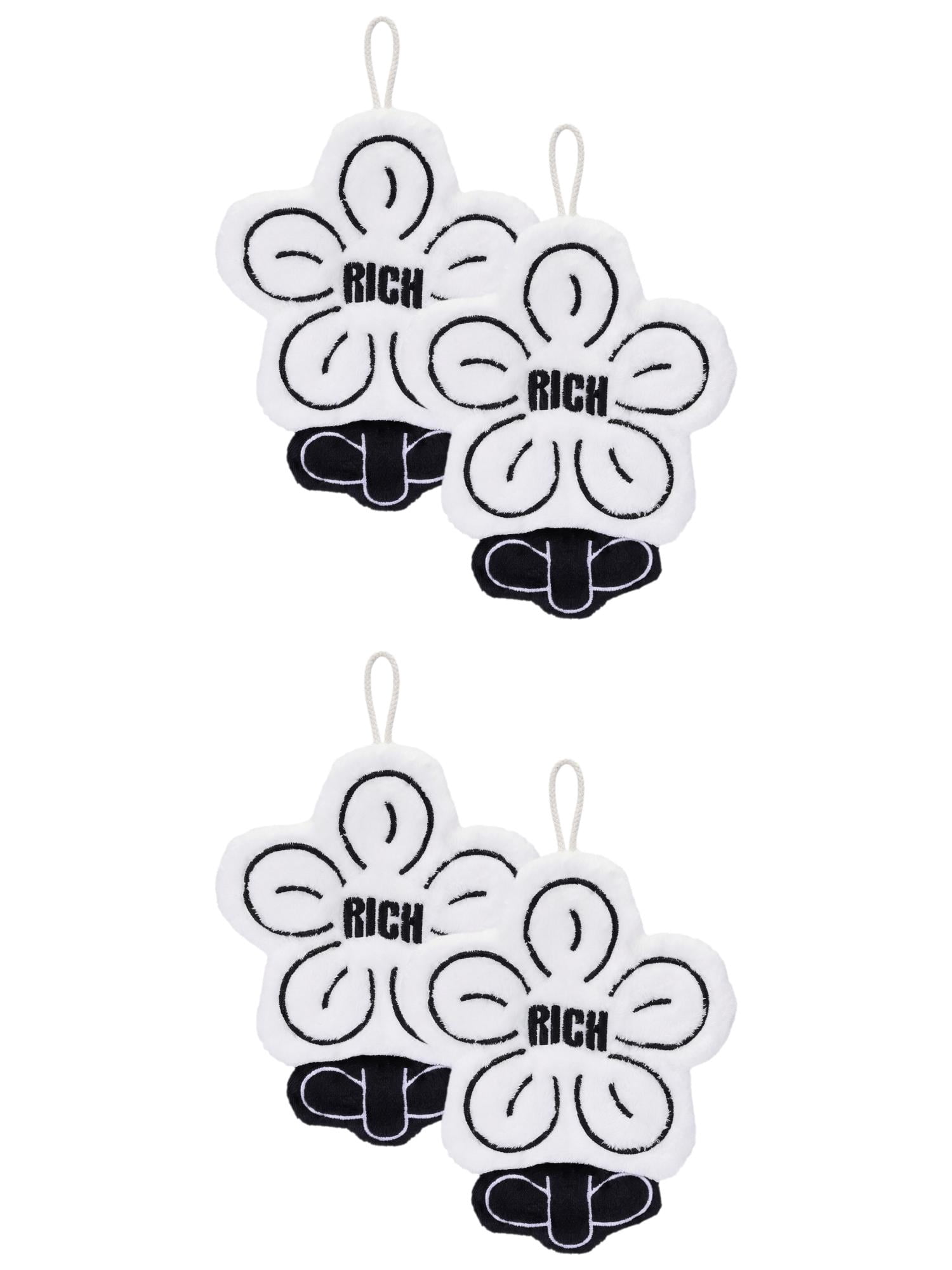 Unique Bargains Flower Shaped Hanging Hand Towels Absorbent Towels White 11" x 9"