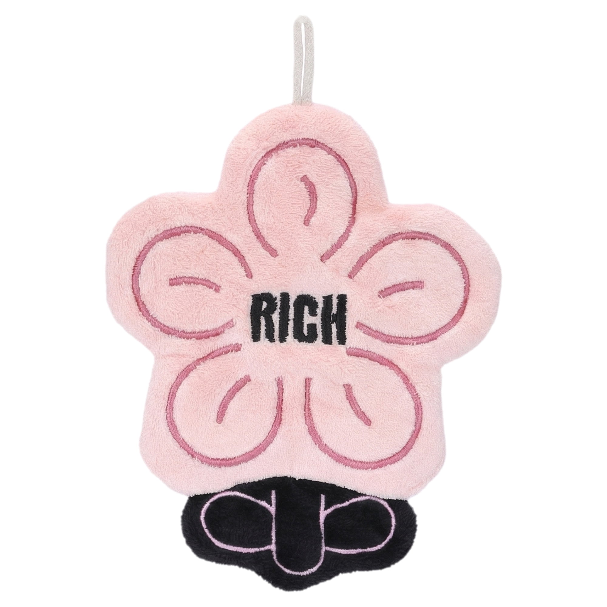 Unique Bargains Flower-Shaped Hanging Hand Towels Pink 1pc