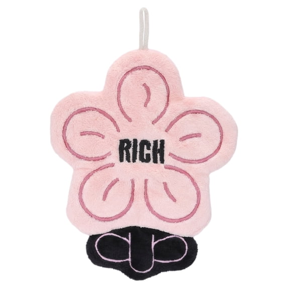 Unique Bargains Flower-Shaped Hanging Hand Towels Pink 1pc