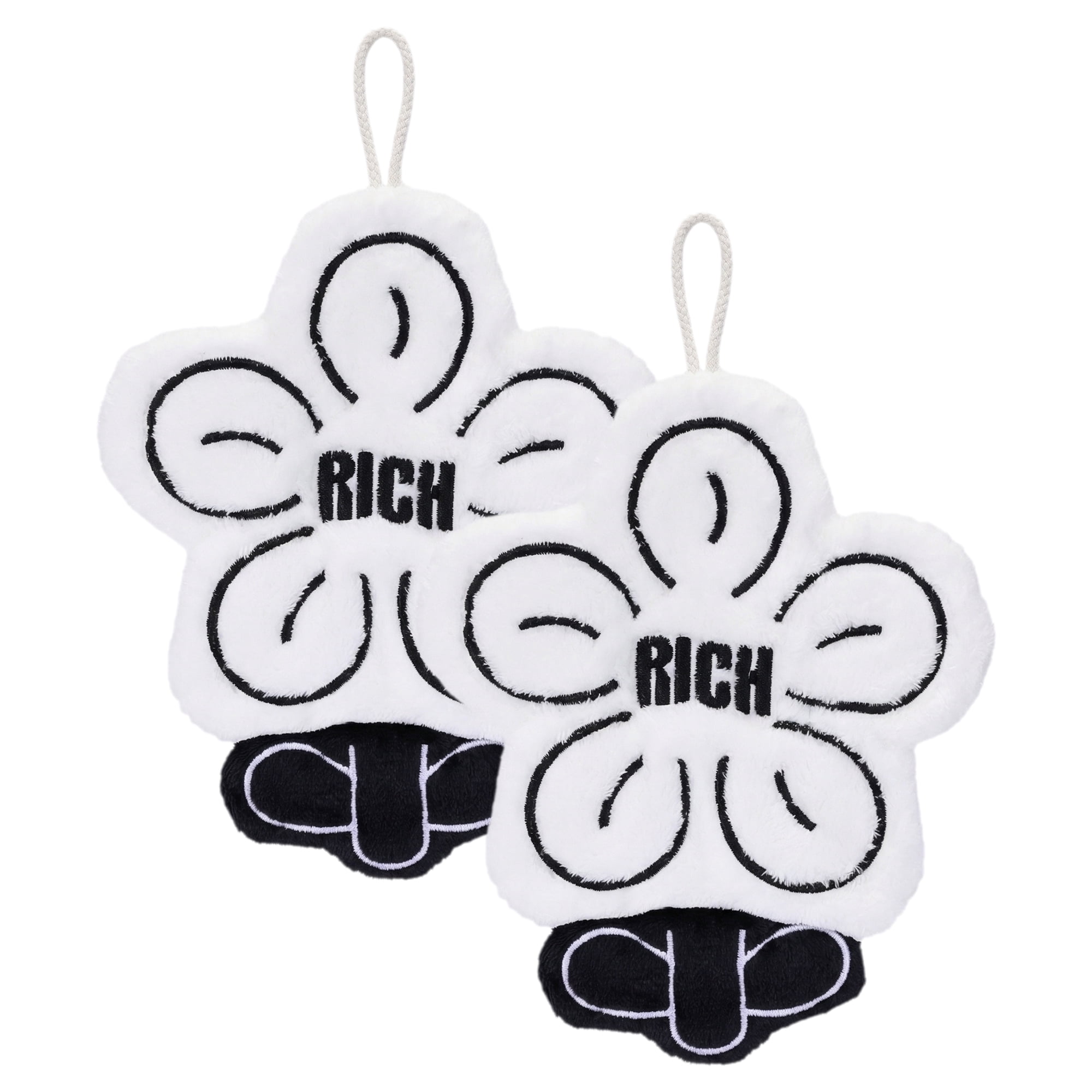 Unique Bargains Flower-Shaped Hanging Hand Towels White 2pcs