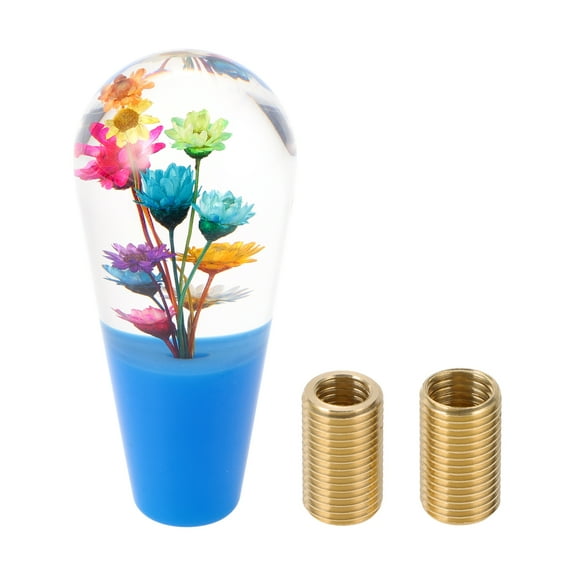 Unique Bargains Flower Shift Knob Universal Gear Shifter Knob Acrylic Stick Shifter Lever Knob for Automatic and Manual Vehicle with 2 Adapter Clear Blue 1 Set