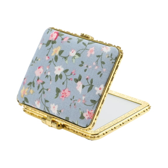 Unique Bargains Flower Square Pocket Mirror Blue