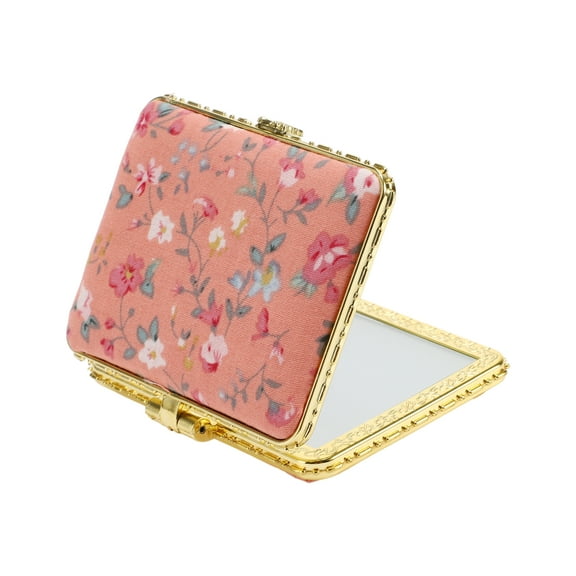Unique Bargains Flower Square Pocket Mirror Pink