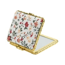 Unique Bargains Flower Square Pocket Mirror White