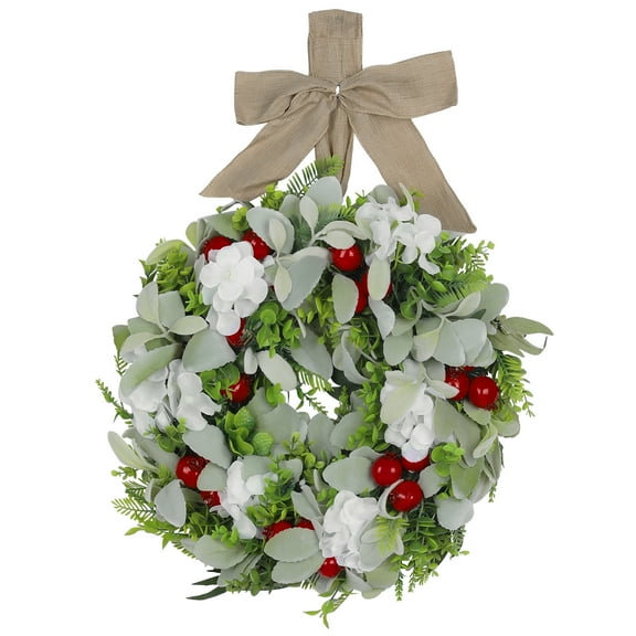Unique Bargains Flower Wreaths for Front Door Artificial Wreath with Berries Green Brown