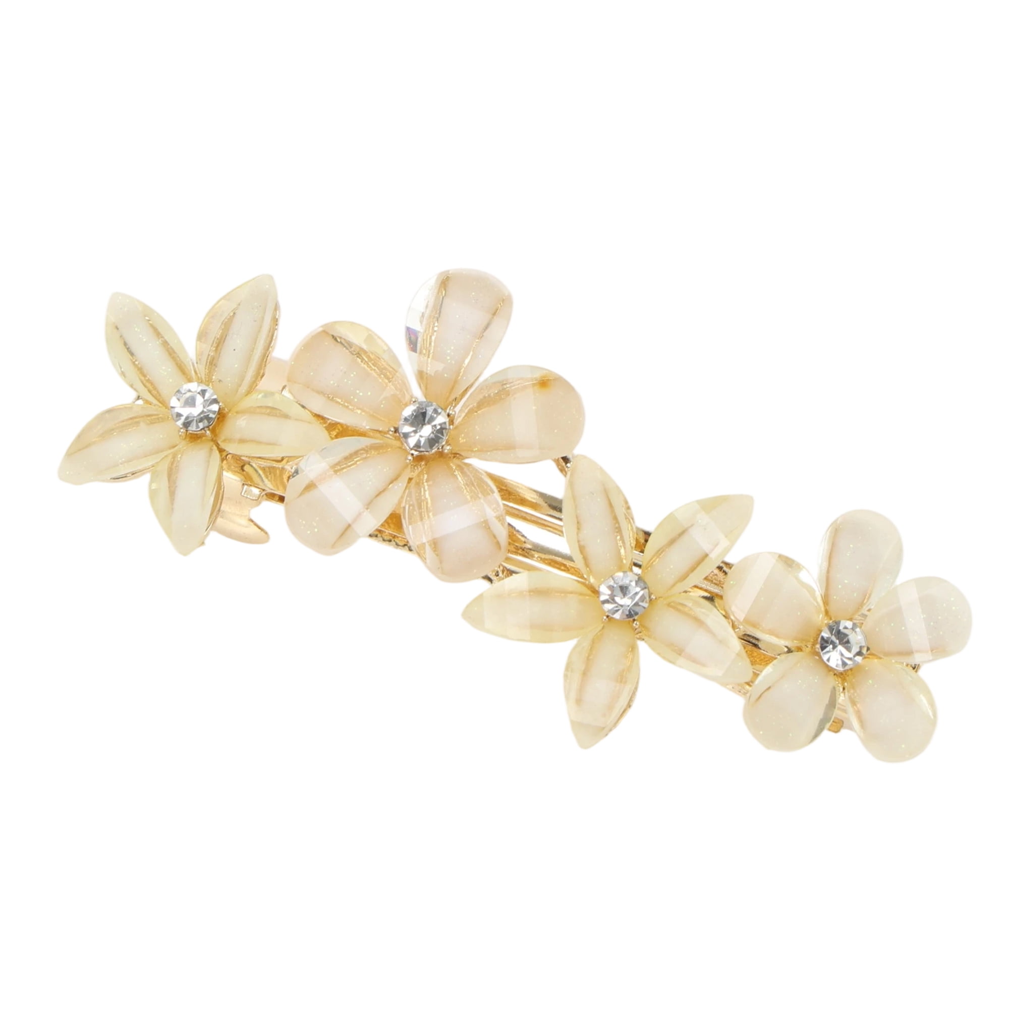 Unique Bargains Flowers Hair Barrettes Light Champagne 1 Piece for Fashionable Hairstyles