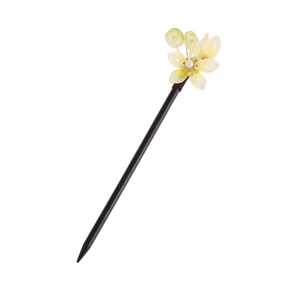 Unique Bargains Flowers Hair Chopstick for Women 1 Pc Black, Yellow 7.48"