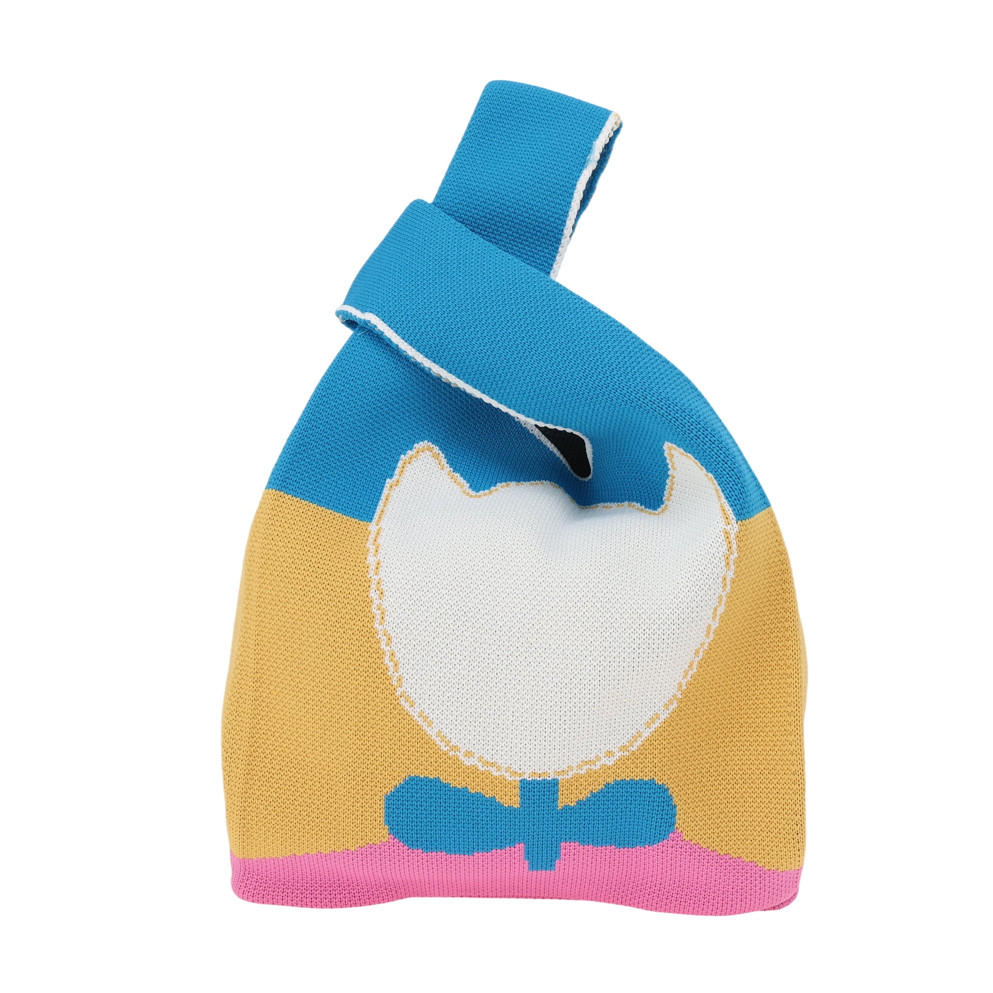 Unique Bargains Flowers Knitted Wrist Bag for Everyday Use and Special Occasion Multicolor