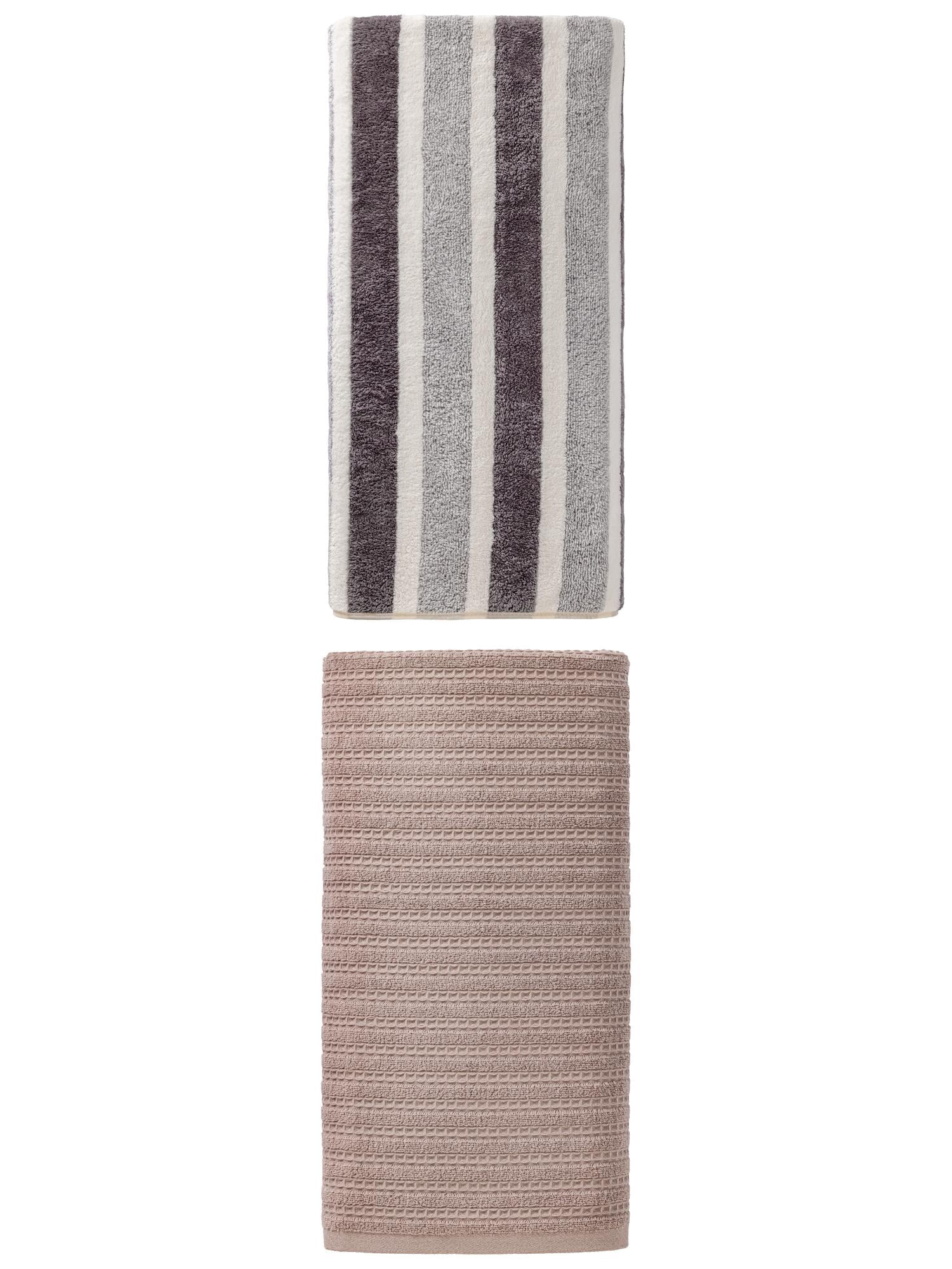 Unique Bargains Fluffy Bath Towel 2 Pack Grey 71" x 35"/55" x 28"