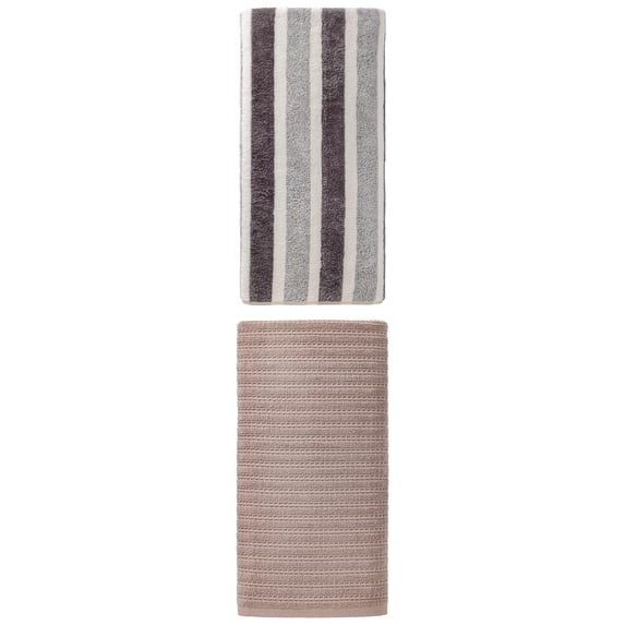 Unique Bargains Fluffy Bath Towel 2 Pack Grey 71" x 35"/55" x 28"