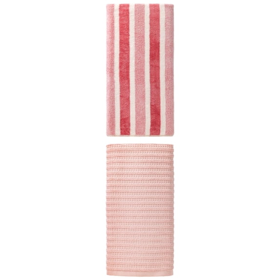 Unique Bargains Fluffy Bath Towel 2 Pack Pink 71" x 35"/55" x 28"
