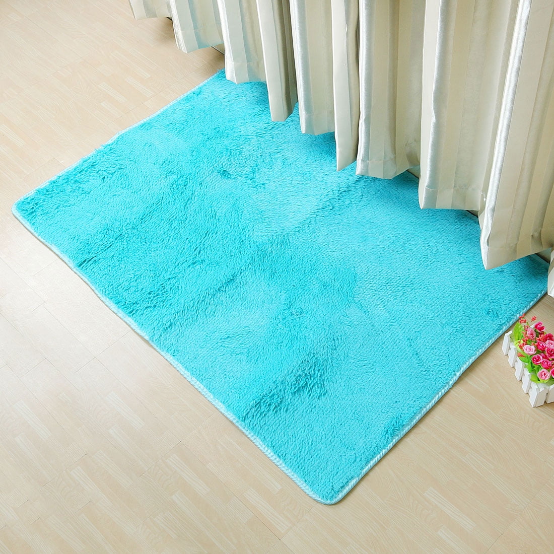 Unique Bargains Fluffy AntiSkid Shaggy Rug Mat Carpet Blue 31.5" x 47.