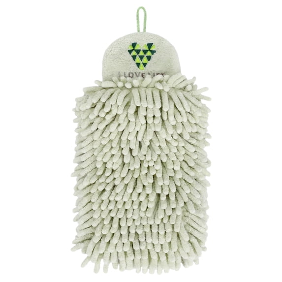 Unique Bargains Fluffy Chenille Ultra Soft Absorbent Quick Dry Towel Green 10" x 4"