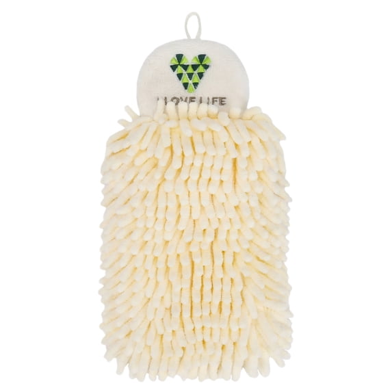 Unique Bargains Fluffy Chenille Ultra Soft Absorbent Quick Dry Towel Yellow 10" x 4"
