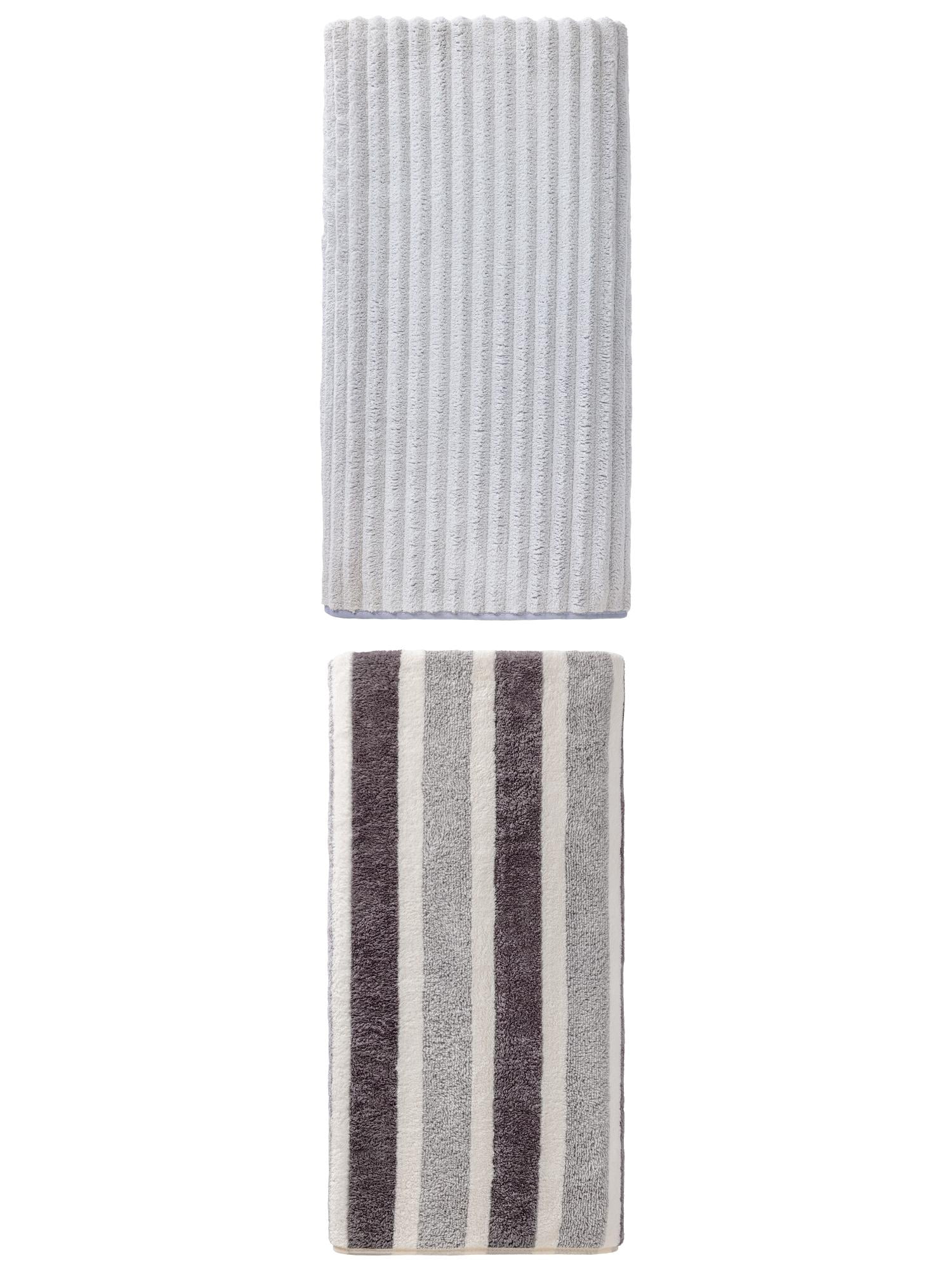 Unique Bargains Fluffy Coral Bath Towel 2 Pack Grey/Light Grey 71" x 35"/55" x 28"