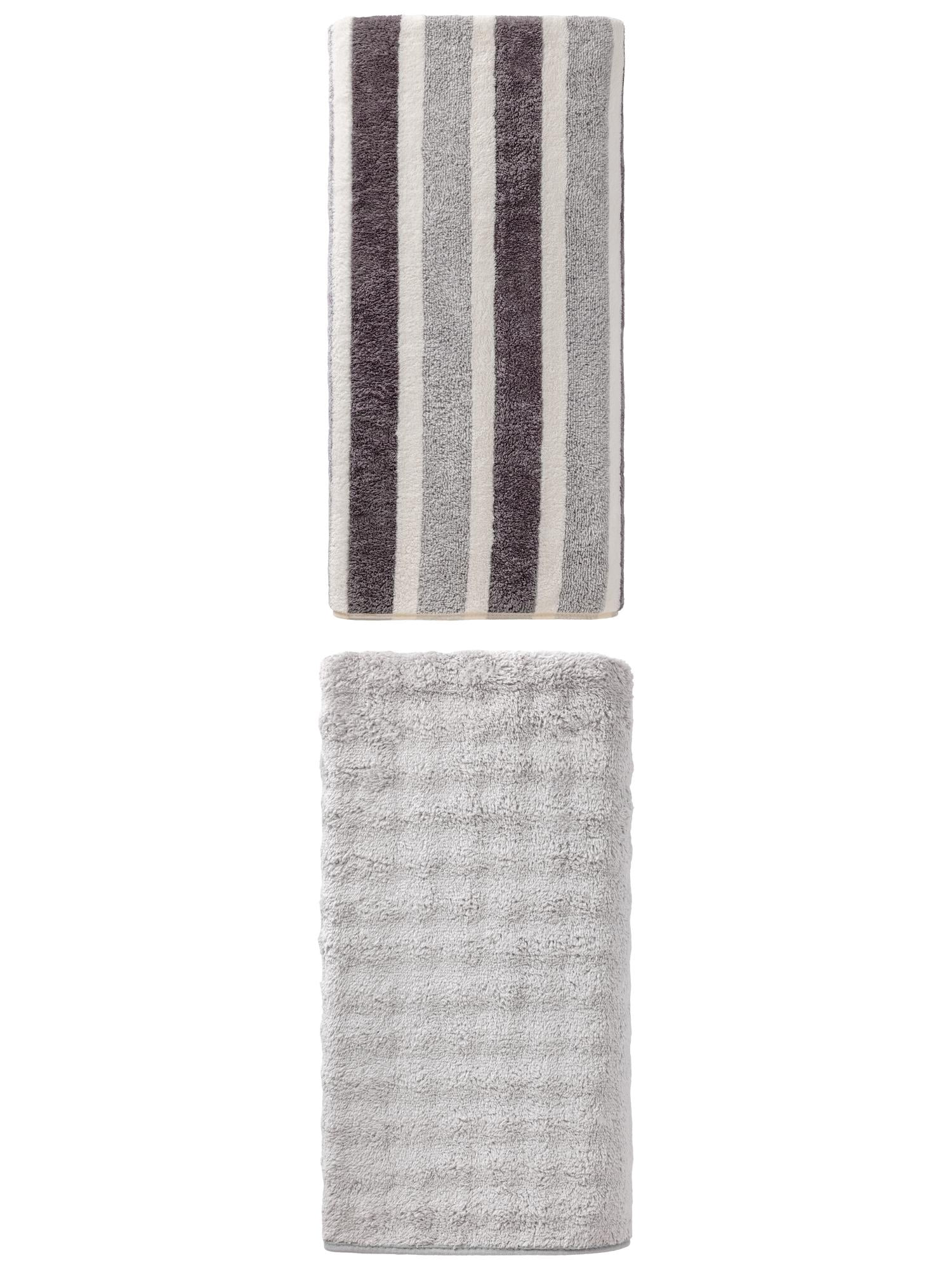 Unique Bargains Fluffy Cozy Bath Towel 2 Pack Grey 71" x 35"/55" x 28"