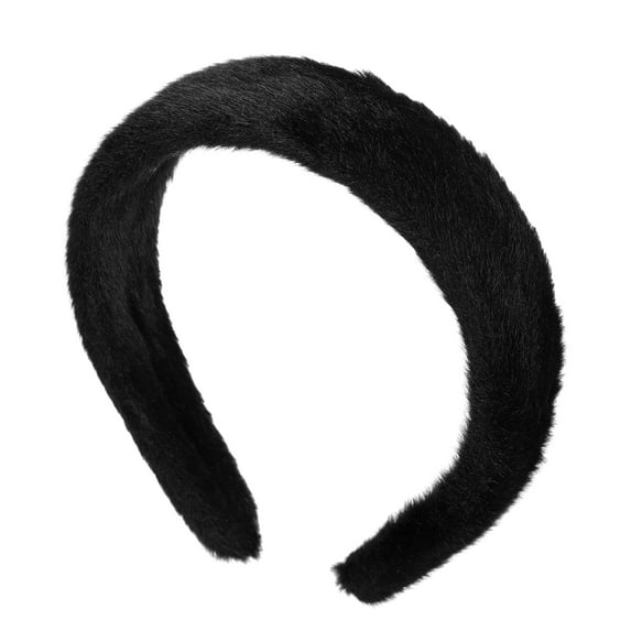 Unique Bargains Fluffy Fuzzy Headband Solid Color Hair Band Plush Headband Soft Fuzzy Hair Hoop Fashion Accessory Black