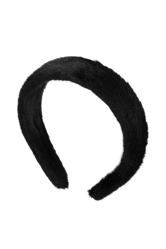 Fluffy Fuzzy Headband Solid Color Hair Band Plush Headband Soft Fuzzy Hair Hoop Fashion Accessory Black