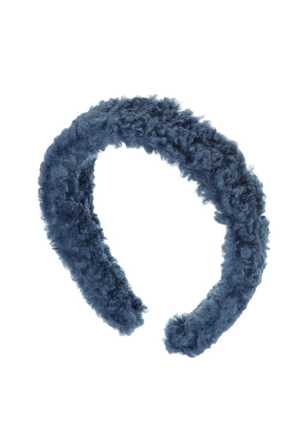 Fluffy Fuzzy Headband Solid Color Hair Band for Women Soft Lambswool Hairband Blue
