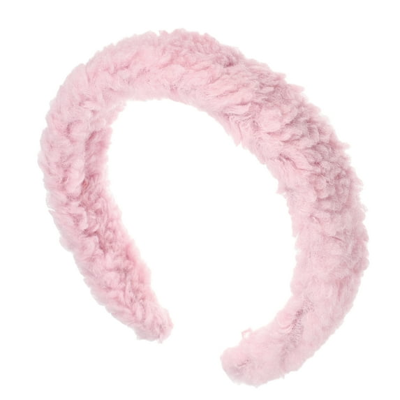 Unique Bargains Fluffy Fuzzy Headband Solid Color Hair Band for Women Soft Lambswool Hairband Pink