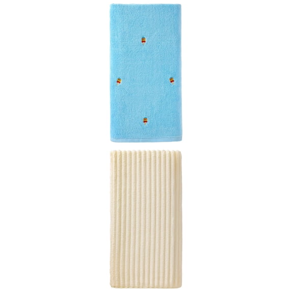 Unique Bargains Fluffy Ice Lolly Bath Towel 2 Pack Popsicle Blue/Milky White 55" x 28"