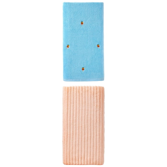 Unique Bargains Fluffy Ice Lolly Bath Towel 2 Pack Popsicle Blue/Peach Pink 55" x 28"