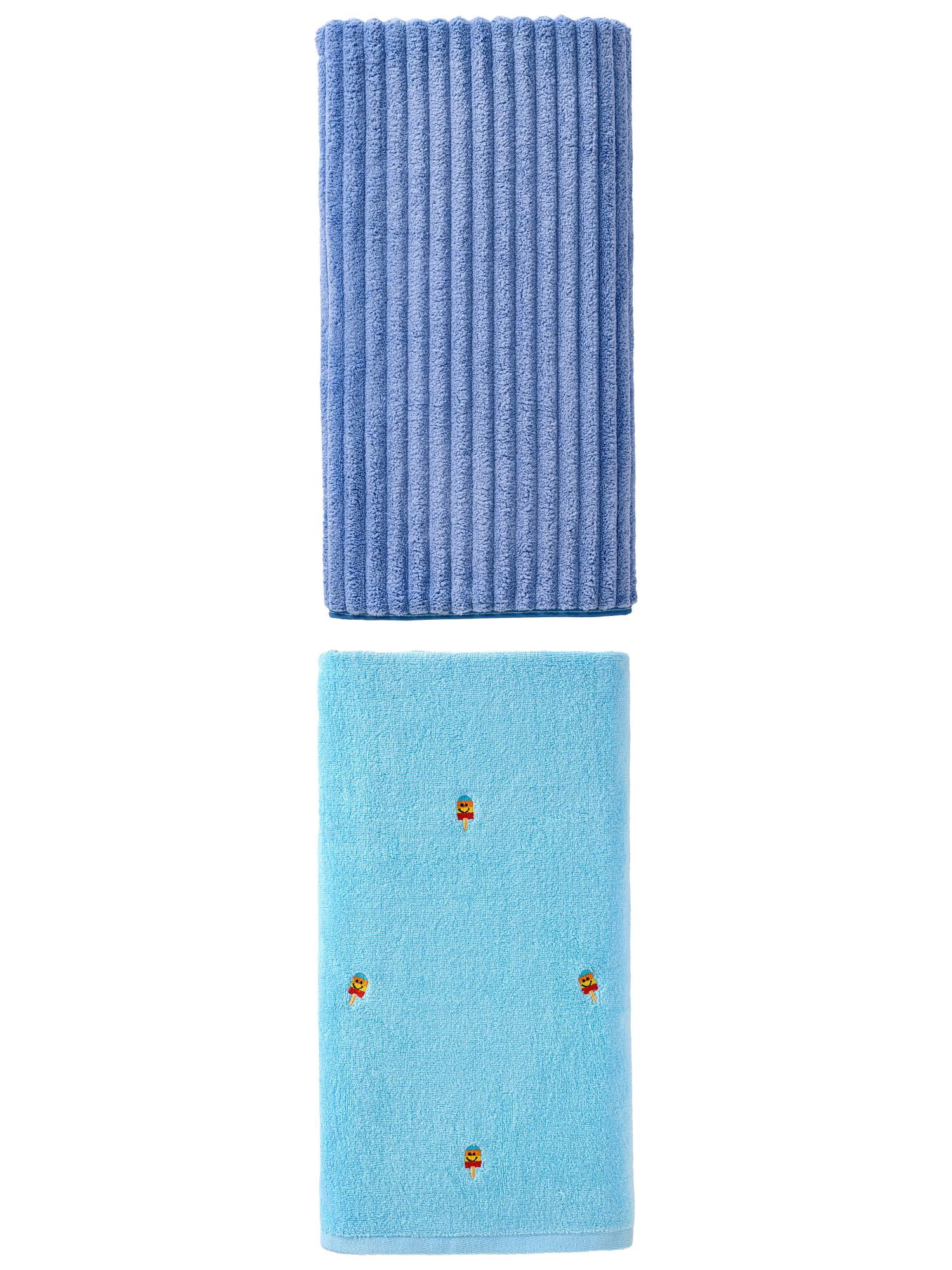Unique Bargains Fluffy Ice Lolly Bath Towel 2 Pack Popsicle Blue/Sky Blue 55" x 28"