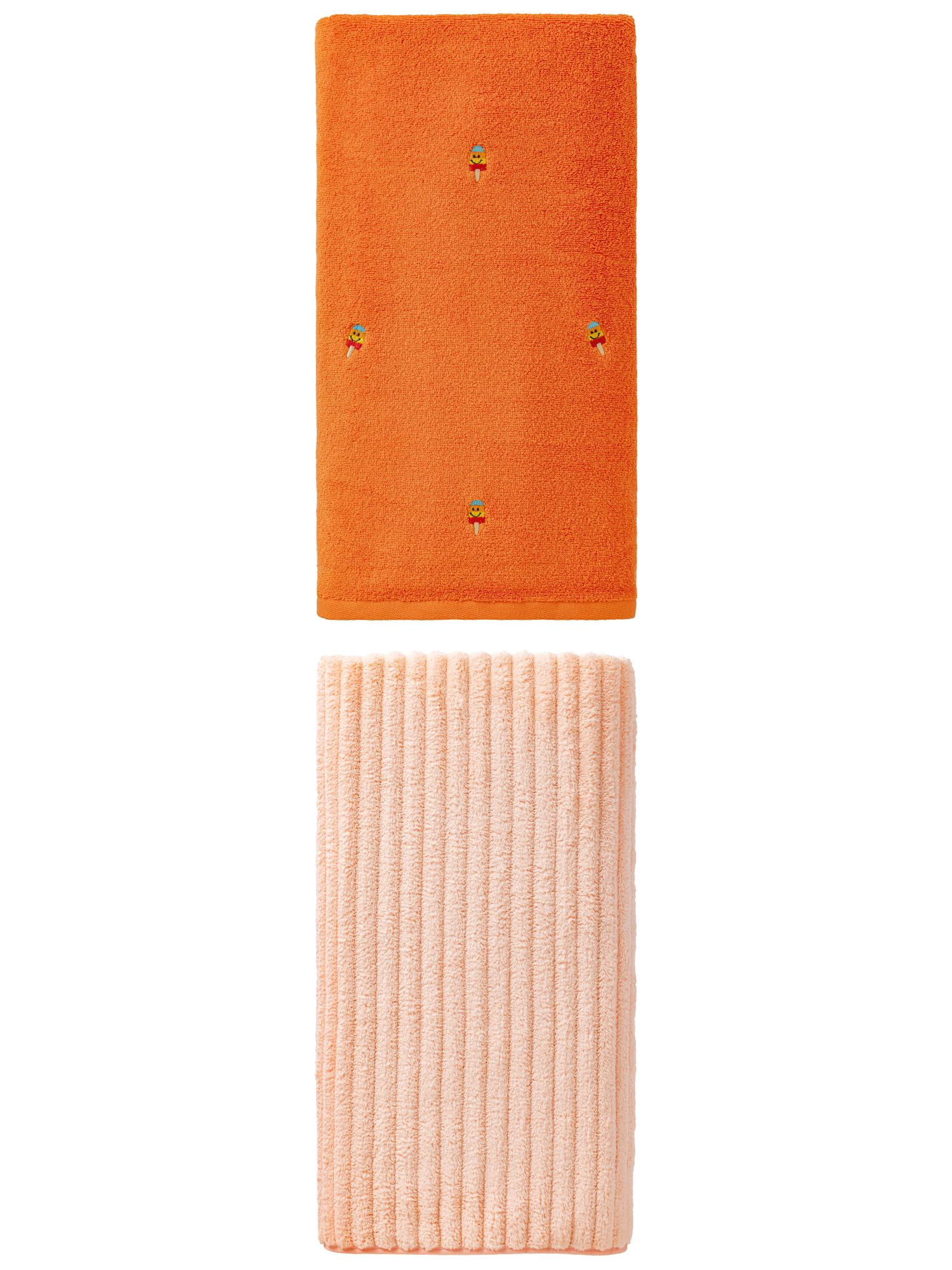 Unique Bargains Fluffy Ice Lolly Bath Towel 2 Pack Popsicle Orange/Peach Pink 55" x 28"