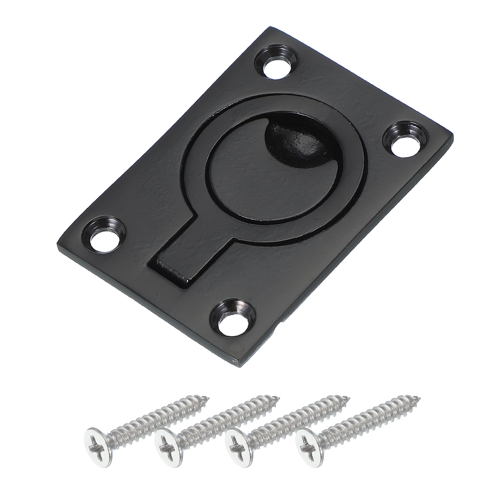 Unique Bargains Flush Pull Ring Handles, Marine Grade Square Recessed Door Pull Black