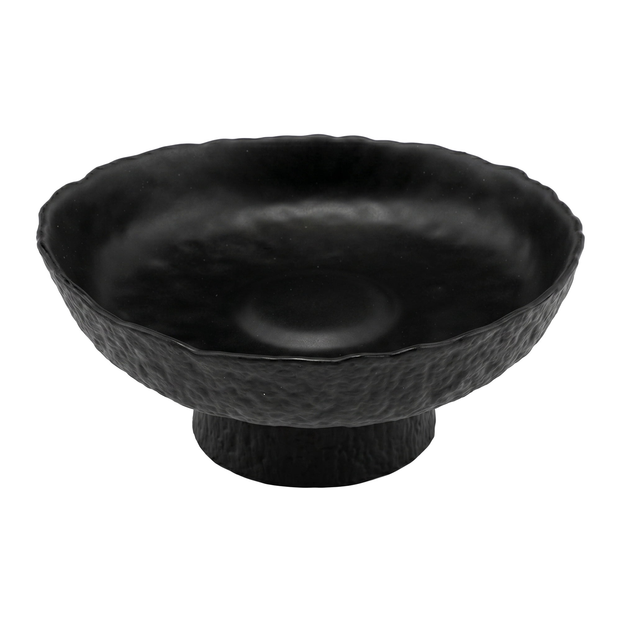 Unique Bargains Fluted Pedestal Bowl for Counter Ribbed Bowl Black 6"L x 6"W x 2.7"H