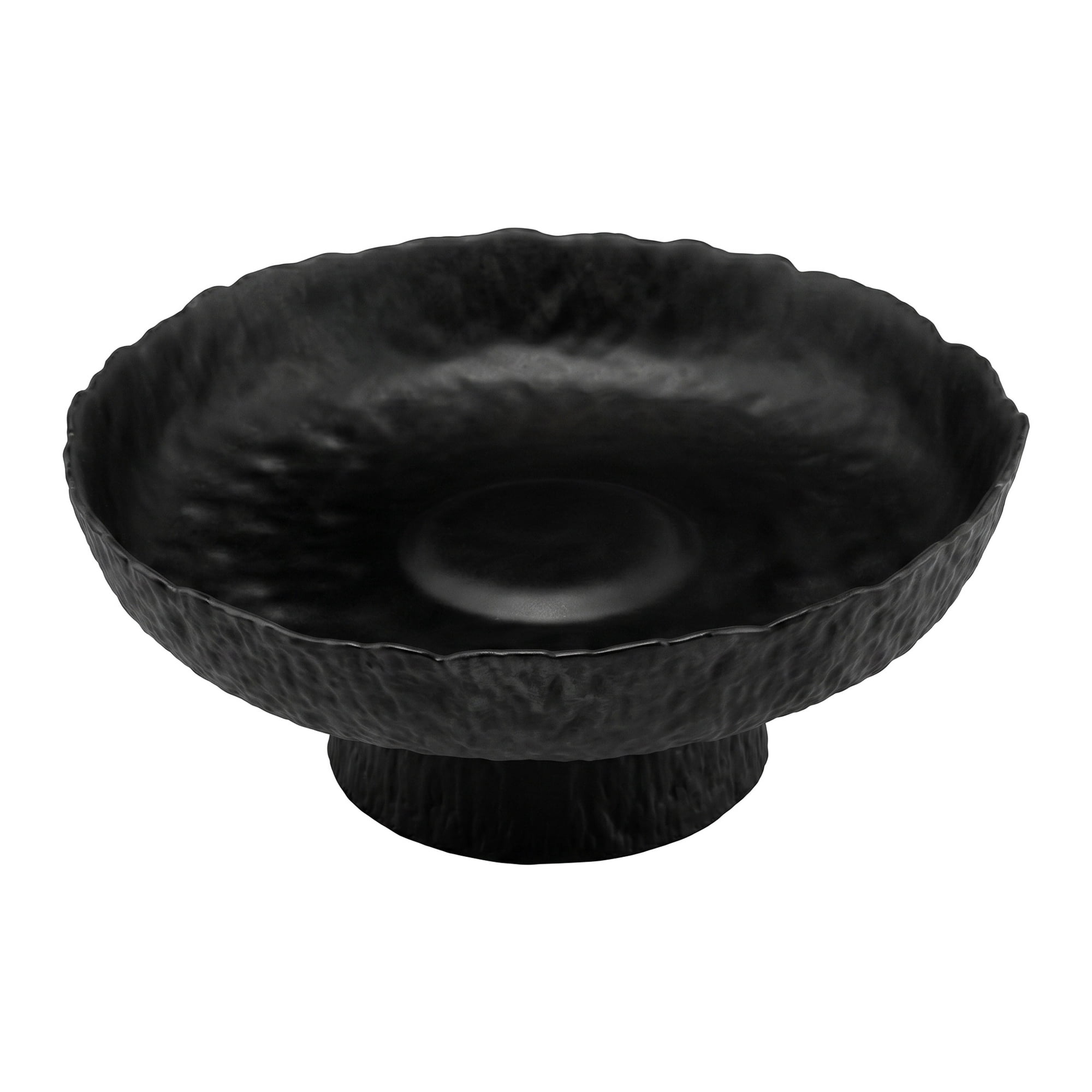 Unique Bargains Fluted Pedestal Bowl for Counter Ribbed Bowl Black 8.1"L x 8.1"W x 3.2"H
