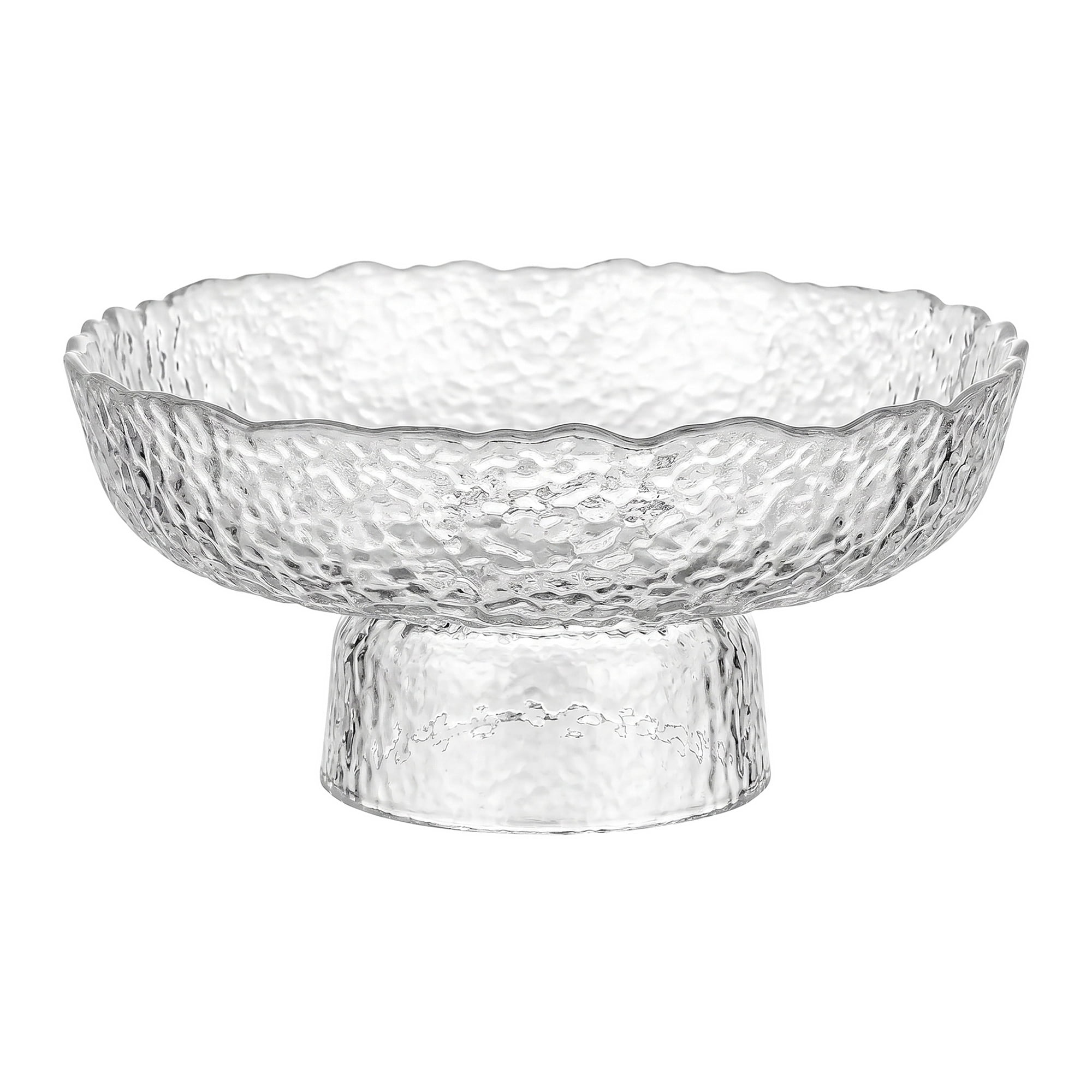 Unique Bargains Fluted Pedestal Bowl for Counter Ribbed Bowl Clear 6"L x 6"W x 2.7"H