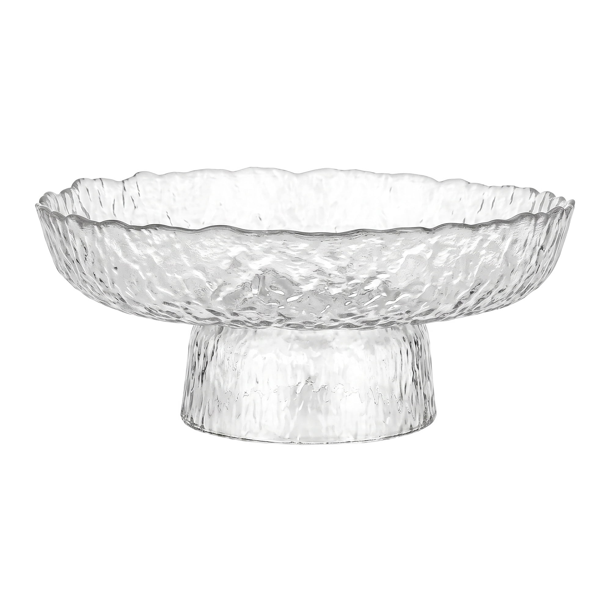 Unique Bargains Fluted Pedestal Bowl for Counter Ribbed Bowl Clear 8.1"L x 8.1"W x 3.4"H