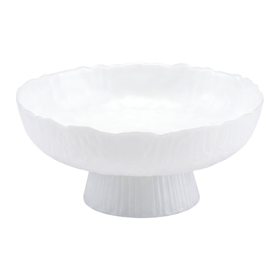 Unique Bargains Fluted Pedestal Bowl for Counter Ribbed Bowl White 6"L x 6"W x 2.7"H