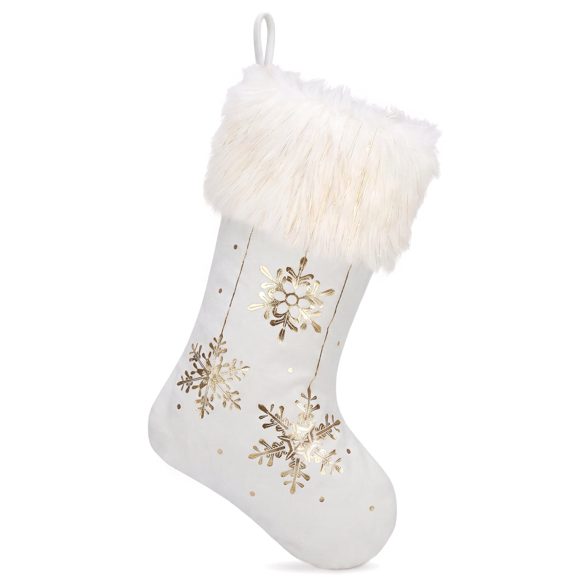 Unique Bargains Foil Christmas Stocking Double Layer Metallic Crystal Sock Snowflake 16"