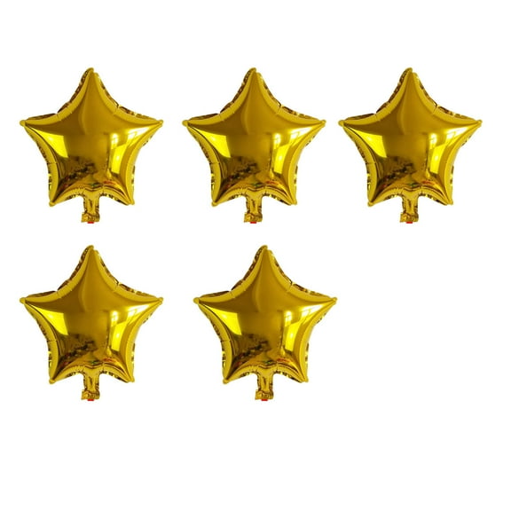 Unique Bargains Foil Star Shape Balloon Birthday Wedding Decor Gold Tone 5 Inches 5 Pcs