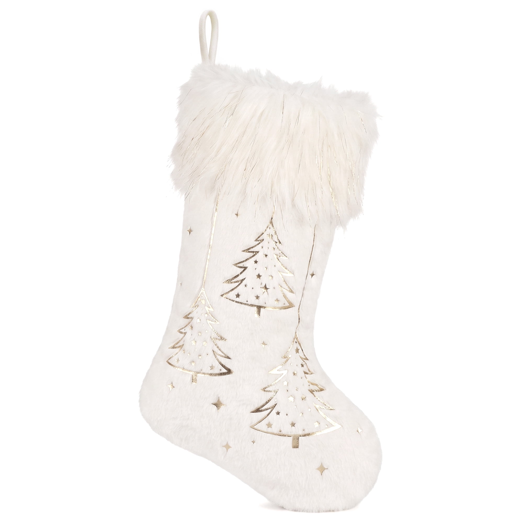Unique Bargains Foil Stocking Double Layer Metallic Crystal Sock Christmas Trees 16"