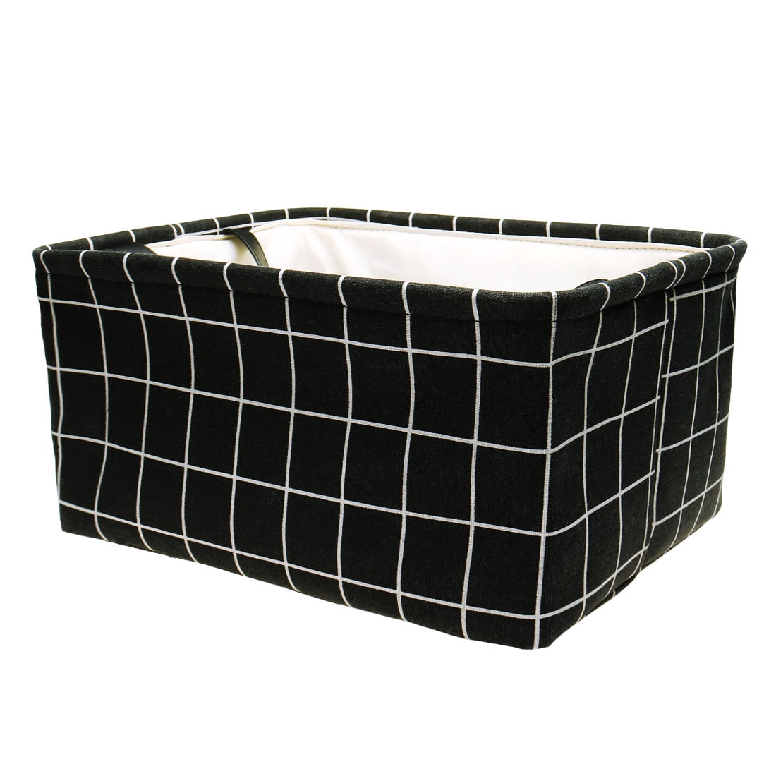 Unique Bargains Foldable Canvas Fabric Storage Bins Basket Clothing Storage Black-S